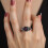 Skull Gothic Ring Black Gold Heart with Zirconia 7