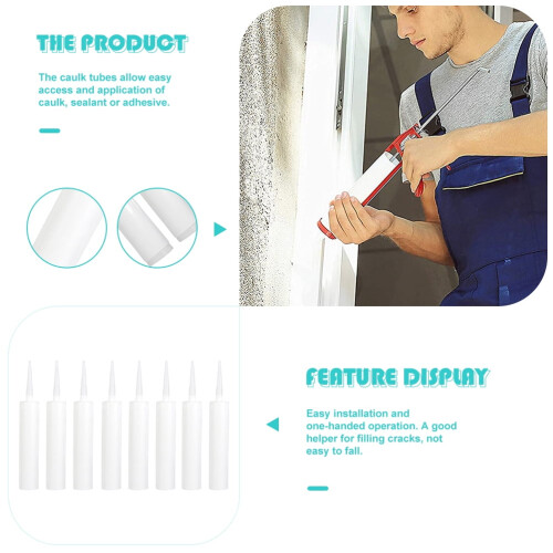 White Plastic Caulk Tubes Reusable Easy Apply 8 Pcs 1