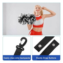 12 Pcs Pom Pom Holder for Backpack Cheerleader Cheer Bag Accessory with Snap Button Strap Cheerleader Team Gifts