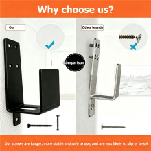 4pcs Heavy Duty Door Security Brackets - Upgraded U-Shaped Black Bar Holders for Home