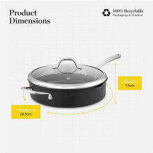 Good Food in partnership with Tower Hard Anodised 28cm Multi-Pan with Tempered Glass Lid, Pouring Lips, Grey GF900253