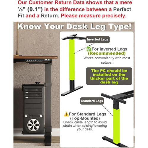 Under Desk PC Mount - No Drilling, CPU Holder Under Desk, Adjustable Height and Width, Clamp- Desk Leg PC Mount 2