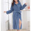 Women's Fleece Bathrobe Blue One Size 2