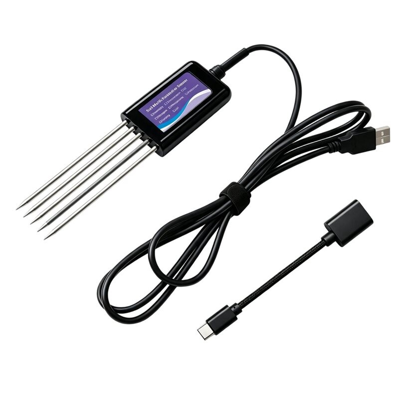 8-in-1 USB Soil Tester Sensor PH EC Humidity Temp Fertility Detector ...