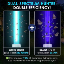 2 Pack 2G11 18W Bug Zapper Light Bulb, Dual Color Design Dual Spectrum Attract Mosquitoes & Flies Effectively