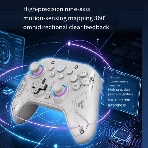For Switch2 Wireless Game Controller with RGB LightDual Motors 9-Axis Gyro Programmable Gamepad B 1
