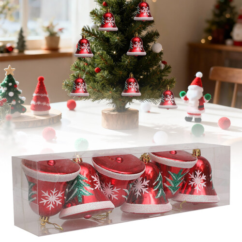 Gold Plastic Jingle Bells for Christmas Tree 6 pcs 1