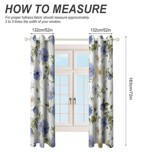 Floral Watercolor Curtain Set 2 Panels 1