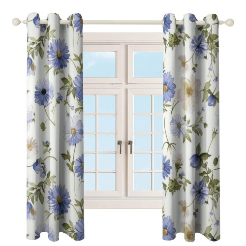 Floral Watercolor Curtain Set 2 Panels 2