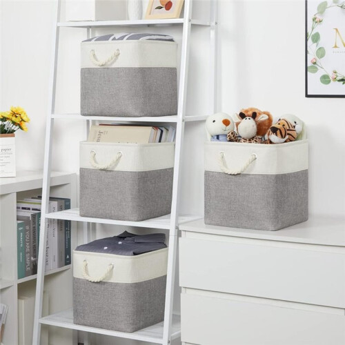 Storage Bins,Fabric Storage Basket with Handles, Foldable Boxes Organizer for Shelf Baskets for Home, Clothes 1