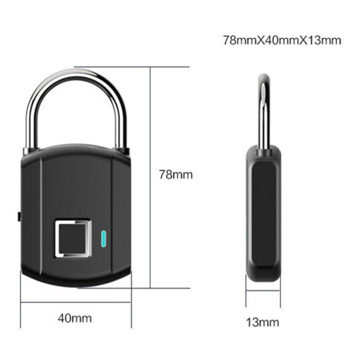 Prettyzoom Padlock USB Rechargeable Black Zinc Alloy 1