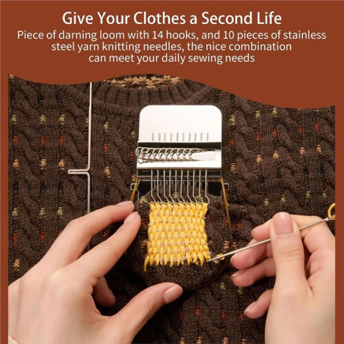 Darning Looms Kit for Visible Mending, Knit Patch Maker Tool for Jeans, Socks & Sweaters,Needle Weaving Sewing  Set 2