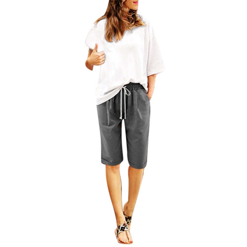 Women's Cotton High-Waisted Casual Shorts, Plus Size 2