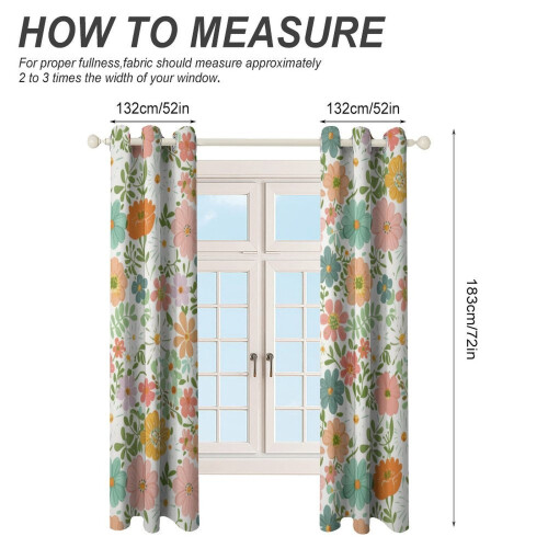 Floral Printed Window Curtains Blackout Thermal Insulated 1