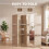 Homcom HOMCOM 4 Panel Folding Room Divider, Privacy Screen with Shelves, Natural 4