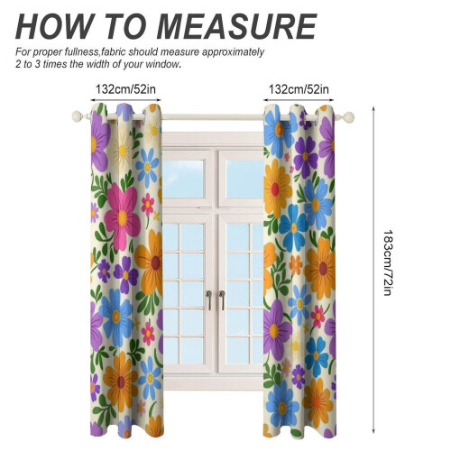 Floral Printed Window Curtains Blackout Thermal Insulated 1