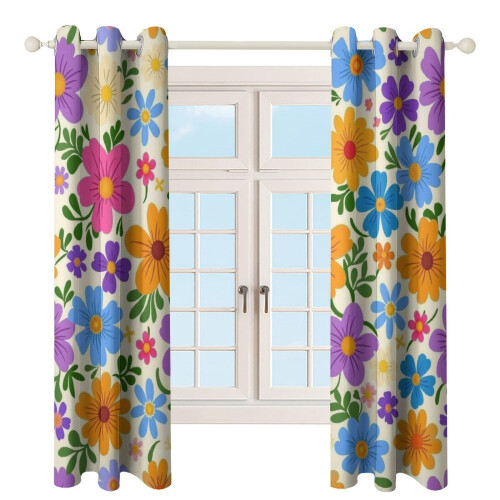 Floral Printed Window Curtains Blackout Thermal Insulated 2