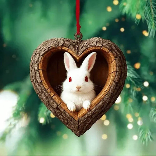 Rabbit Ornament Acrylic Heart-Shaped 3.1 Inch 1