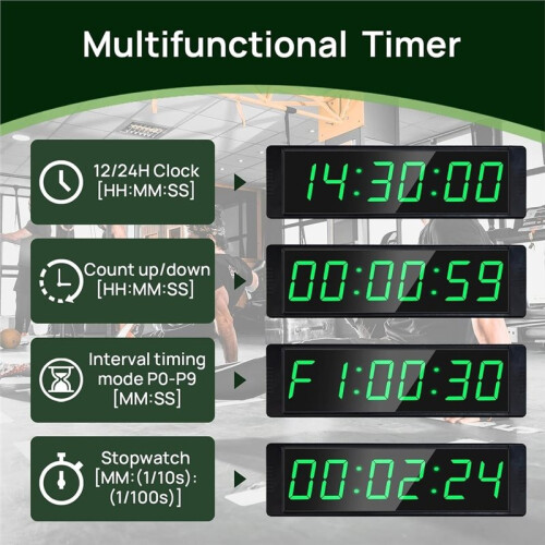 Gym Timer Clock Fitness Timer with Stopwatch Button, Large Digital Stopwatch Countdown Clock, with Stand US Plug 2
