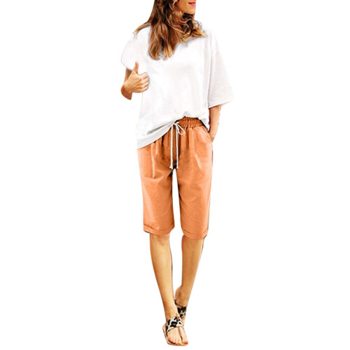 Women's Cotton High-Waisted Summer Shorts Plus Size 2