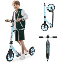 FED FITNESS Faltbare Manuelle Scooter – 8" Räder – Ab 6 Jahren – Verstellbarer Lenker in 4 Höhen – Federung – Max. 110 kg – Blau