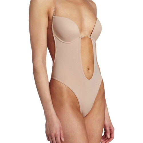 Women's U-Plunge Backless Bodysuit Deep V Seamless Thong 2