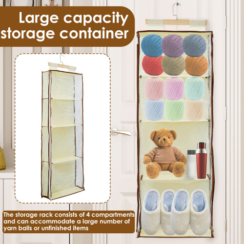 Hanging Yarn Organizer with 4 Zippered Pockets 1