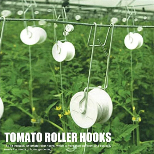 Tomato Roller Hooks Galvanized PP Heat Space Saving 15m Twine Vine Crop Trellis Roller Hooks for Cucumber 50pcs 2