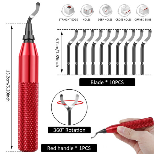 GHOJET Deburring Tool Kit Alloy Burr Removal Tool 10 Blades 1