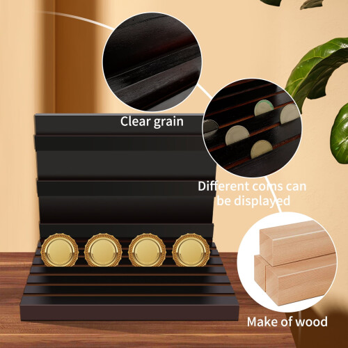 Solid Wood Coin Display Stand Tabletop Wall-Mounted 1 Piece 1