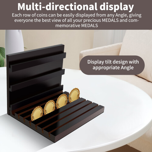 Solid Wood Coin Display Stand Tabletop Wall-Mounted 1 Piece 2