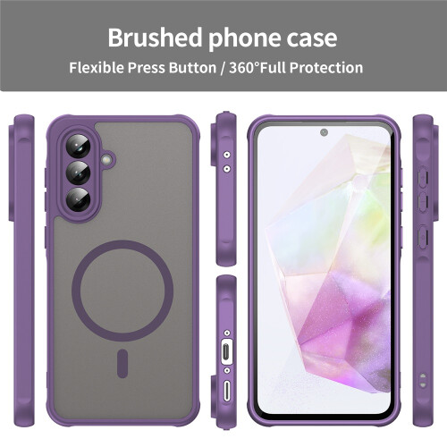 Magnetic Case for Samsung Galaxy A36 5G Purple Translucent 1