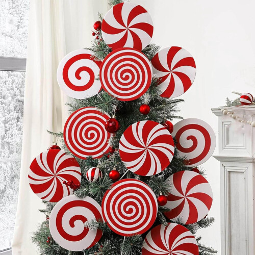 Candy Christmas Ornaments Set Red and White 4 pcs 1