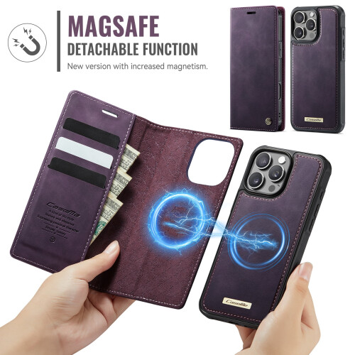 CaseMe iPhone 15 Pro Max Wallet Case Purple MagSafe RFID 2