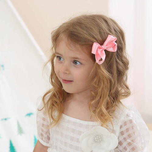 Satin Bow for Girls 3 Inch 2 Pieces White 1