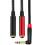Gold Plated Stereo Y Splitter Cable 6.35mm Right-Angled 1/4 7