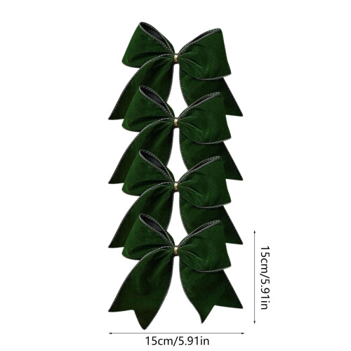 Christmas Bows for Tree Wreath 4-Pack White Green Brown 2
