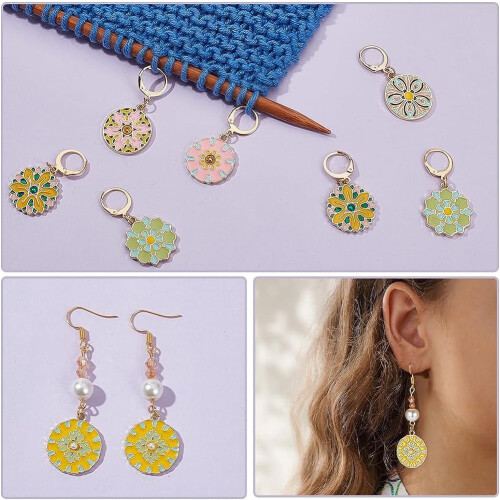 Flower Stitch Markers Alloy Enamel 12 pcs 2