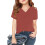 Girls Short Sleeve V-Neck Solid Top Soft Casual Tee Red 2