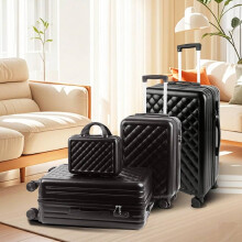 Alivio 4 Piece Luggage Set Lightweight Hard Shell ABS Suitcase (Black)