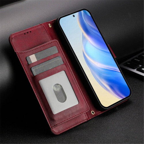 Purple Leather Wallet Case for iPhone 15 Pro 6.1 inch with 1