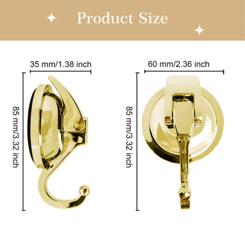Suction Cup Hook Gold-Plated Flower Design 1 Pack 2