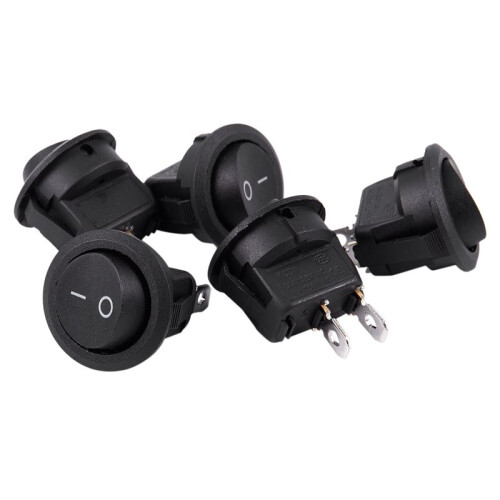 100Pcs SPST Black Button /Off Round Rocker  AC 6A/250V 10A/125V 1