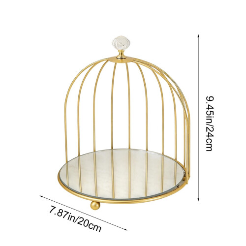 Wrought Iron Gold Birdcage Stand Single-Tier 10x8in 1