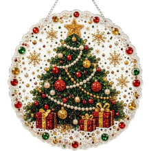 (Ad) Christmas Pearl Art DIY Hanging Ornament Kit, Beginner Friendly DIY Wreath Art Set, Christmas Holiday Diamond Art Craft Set Wall Decor