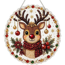 (Ae) Christmas Pearl Art DIY Hanging Ornament Kit, Beginner Friendly DIY Wreath Art Set, Christmas Holiday Diamond Art Craft Set Wall Decor