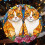 Ceramic Christmas Ornament with Two Orange Cats, Round Flat 4