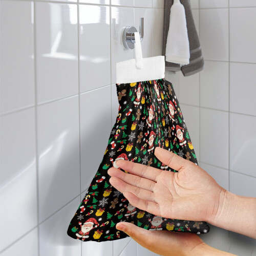 Christmas Tree Santa Hand Towels Reusable Kitchen Bathroom 1
