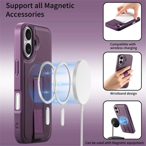 Purple MagSafe Phone Case for iPhone 16 Plus 6.7 inch with 2