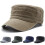 Vintage Washed Denim Military Cap Cotton Flat Top Adjustable 3